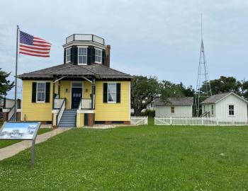 The Hatteras Weather Station with metal warning tower. The Hatteras Weather Station with metal warning tower.