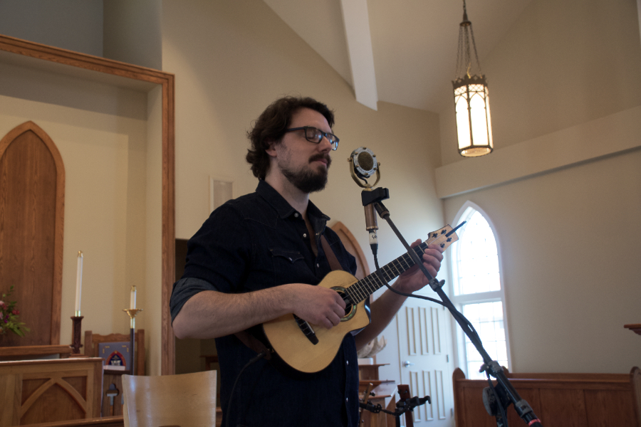 James Hill performing on his ukulele at St. Andrews by the Sea in Nags Head. James Hill performing on his ukulele at St. Andrews by the Sea in Nags Head.