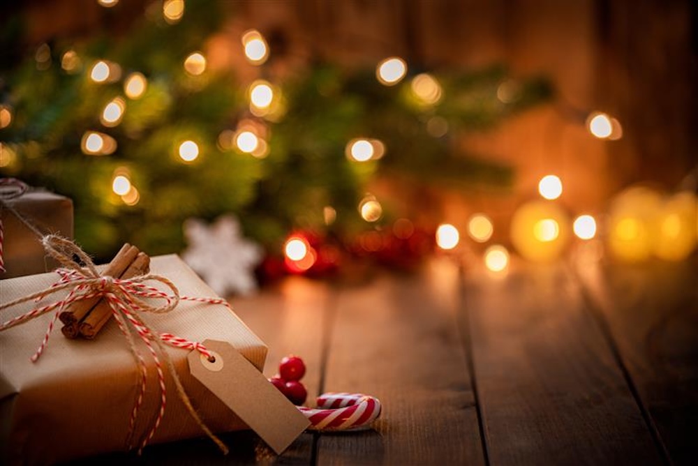 Christmas present under tree